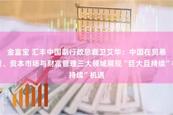 金富宝 汇丰中国副行政总裁卫艾华：中国在贸易投资、资本市场与财富管理三大领域展现“巨大且持续”机遇