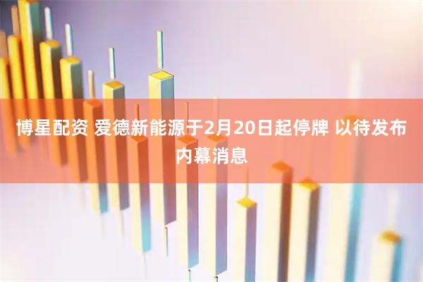 博星配资 爱德新能源于2月20日起停牌 以待发布内幕消息